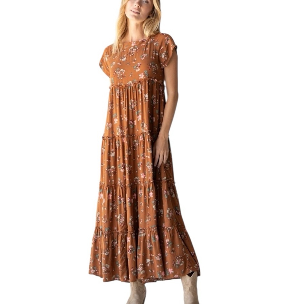 NATURAL LIFE Floral Maxi Dress in Brown